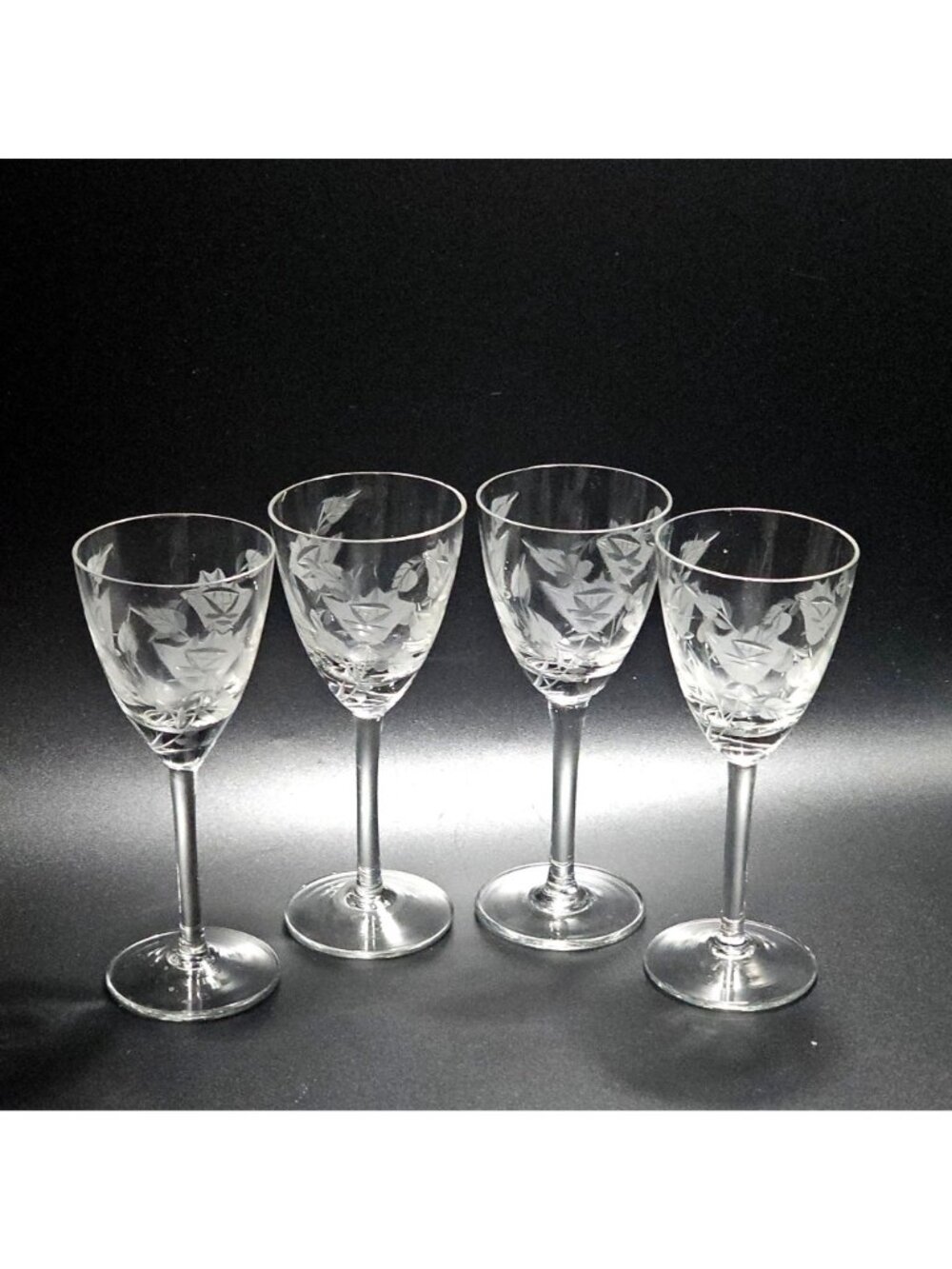 4 Toscany Frosted Floral Sherry Glasses 5.25" etched flower vintage decorative - Picture 6 of 7